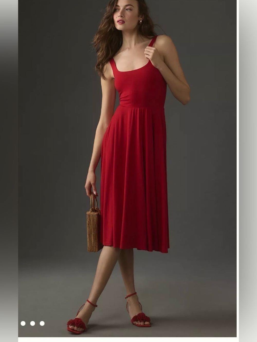 Reformation red Rou midi dress with pockets XS